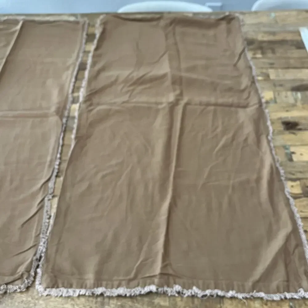 Casaluna King Pillow Shams (2) Linen Blend Brown w/ Frayed Edges Zipper Closure